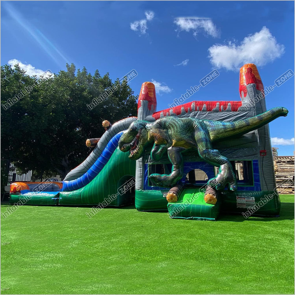 Dinosaur Themed Inflatable Bounce House With Slide