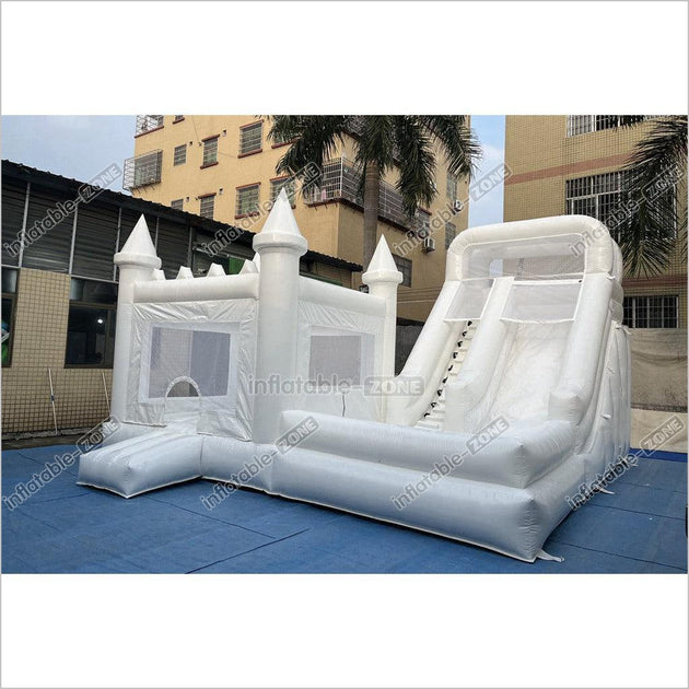 White Bouncy Castle With Slide Combo Jumping Party Wedding Bounce Hous