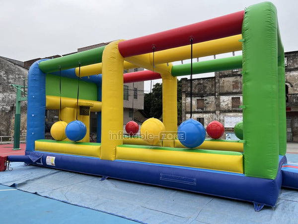 Inflatable Interactive Gauntlet Inflatable Game Cannonballs Boulder Dash Challenge Bouncy House