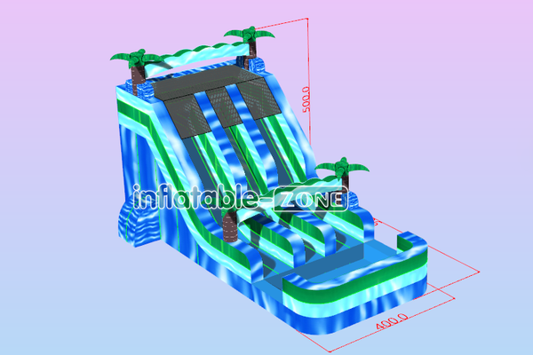 Inflatable-Zone Design Commercial Outdoor Party Blow Up Waterslide Palm Tree Inflatable Water Slide With Pool