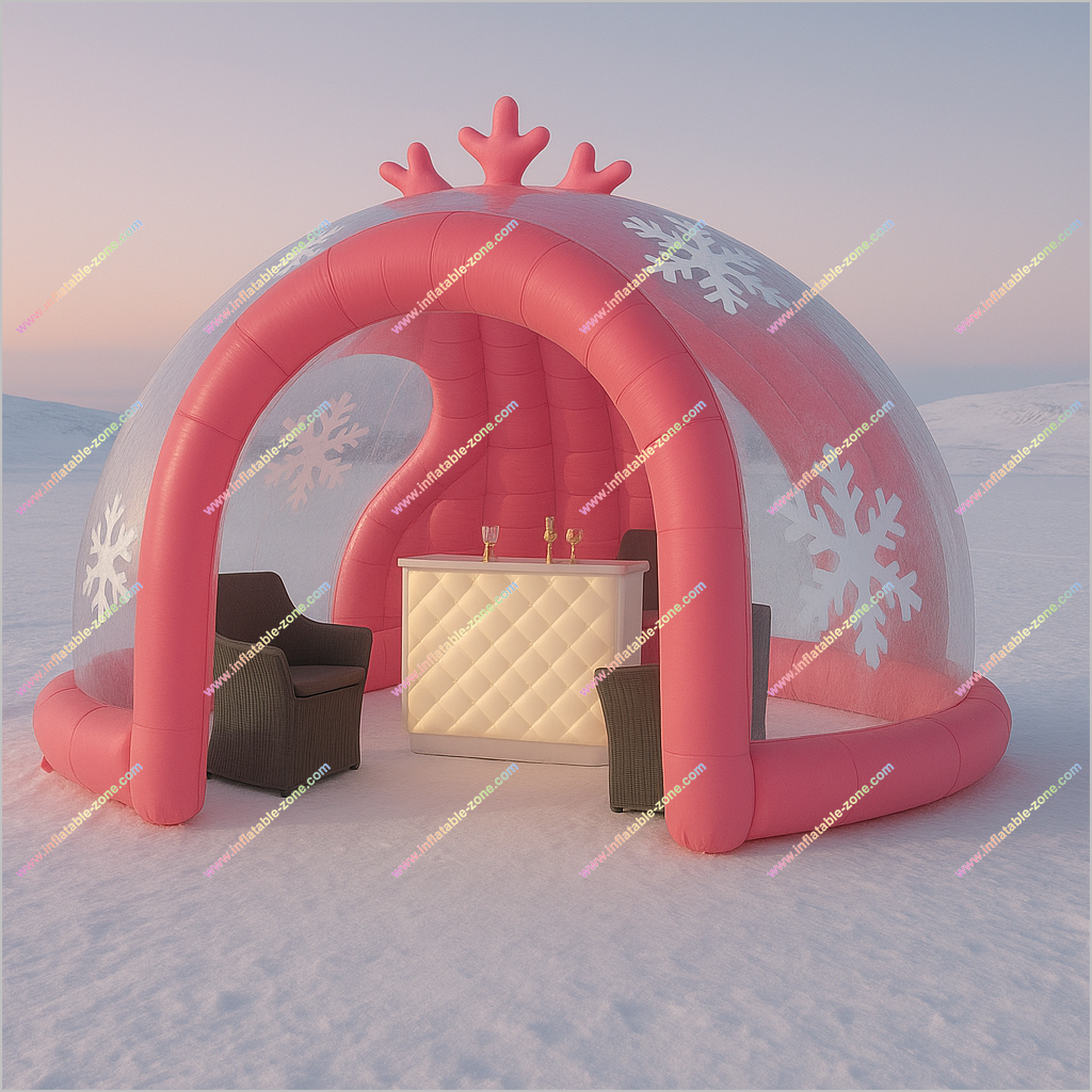 Inflatable Ice Bar Frozen Paradise Inflatable Igloo Bar Glamping Dome