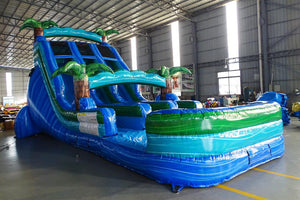 Best Inflatable Water Slide Swimming Pool Bounce House Tropical Palm Tree Waterslide Blow Up Slip