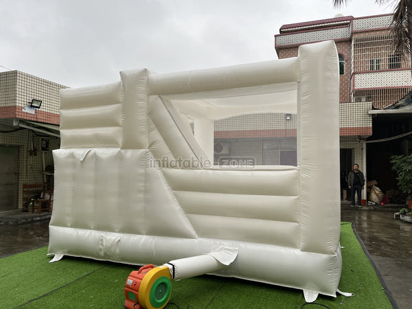 3 In 1 Inflatable White Wedding Jumping Castle With Slide And Ball Pit Pool Outdoor