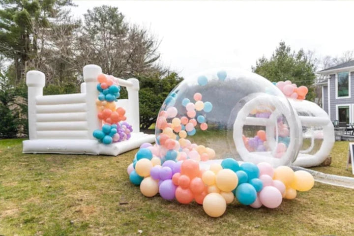 Elevate Your Celebration with a White Bounce House and Balloon Bubble House