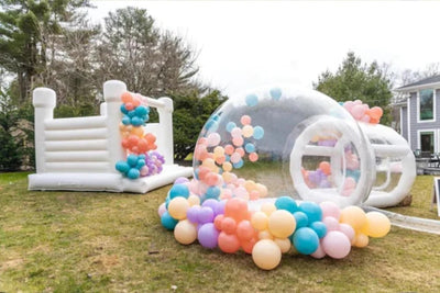 Elevate Your Celebration with a White Bounce House and Balloon Bubble House