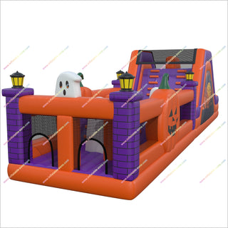 Halloween-Themed Obstacle Course Blow Ups Ghost And Pumpkins Inflatable Obstacle Course Rental For Adults - Inflatable-Zone