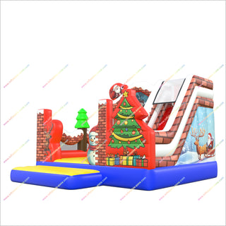 Merry Christmas Inflatable Indoor Bounce House With Slide Obstacle Bouncy Castle Bouncer Slide Combo Soft Play Equipment For Sale - Inflatable-Zone