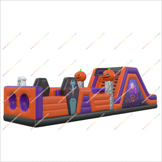 Awesome Halloween Ideas Adults Inflatable Obstacle Course Ghosts And Pumpkins Bounce House Obstacle Course For Rent - Inflatable-Zone