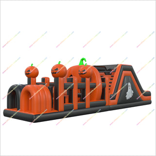 Halloween Obstacle Course Bounce House Inflatable Theme Park Spooky Pumpkin Inflatable Assault Course Adults - Inflatable-Zone