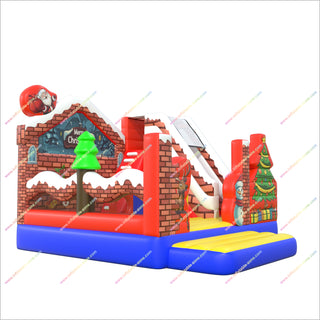 Merry Christmas Inflatable Indoor Bounce House With Slide Obstacle Bouncy Castle Bouncer Slide Combo Soft Play Equipment For Sale - Inflatable-Zone