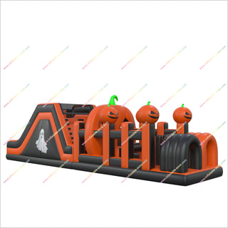 Halloween Obstacle Course Bounce House Inflatable Theme Park Spooky Pumpkin Inflatable Assault Course Adults - Inflatable-Zone