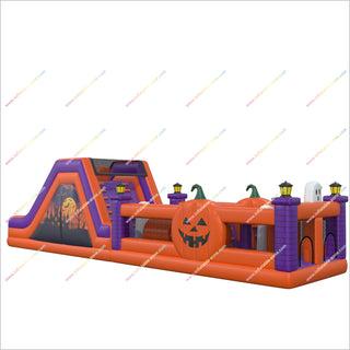 Halloween-Themed Obstacle Course Blow Ups Ghost And Pumpkins Inflatable Obstacle Course Rental For Adults - Inflatable-Zone