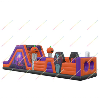 Awesome Halloween Ideas Adults Inflatable Obstacle Course Ghosts And Pumpkins Bounce House Obstacle Course For Rent - Inflatable-Zone