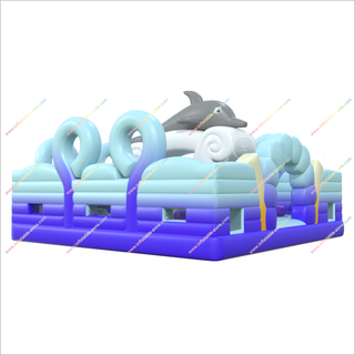 Dolphin-Themed Inflatable Obstacle Course Rent Bounce House Playground Near Me Oceans Of Fun - Inflatable-Zone