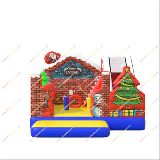 Merry Christmas Inflatable Indoor Bounce House With Slide Obstacle Bouncy Castle Bouncer Slide Combo Soft Play Equipment For Sale - Inflatable-Zone