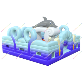 Dolphin-Themed Inflatable Obstacle Course Rent Bounce House Playground Near Me Oceans Of Fun - Inflatable-Zone