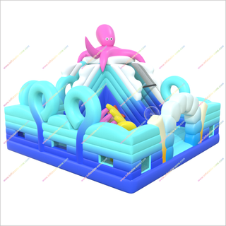 Underwater Themed Bouncer Obstacle Course Ocean Combo Rent Inflatable Slide Octopus Bounce House - Inflatable-Zone