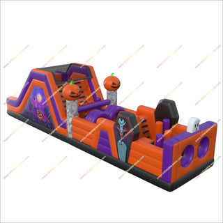 Awesome Halloween Ideas Adults Inflatable Obstacle Course Ghosts And Pumpkins Bounce House Obstacle Course For Rent - Inflatable-Zone