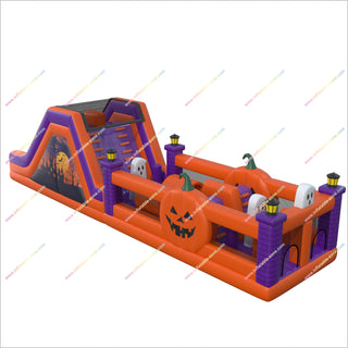 Halloween-Themed Obstacle Course Blow Ups Ghost And Pumpkins Inflatable Obstacle Course Rental For Adults - Inflatable-Zone