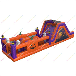 Halloween-Themed Obstacle Course Blow Ups Ghost And Pumpkins Inflatable Obstacle Course Rental For Adults - Inflatable-Zone