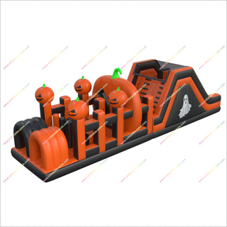 Halloween Obstacle Course Bounce House Inflatable Theme Park Spooky Pumpkin Inflatable Assault Course Adults - Inflatable-Zone