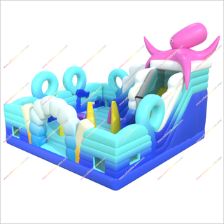 Underwater Themed Bouncer Obstacle Course Ocean Combo Rent Inflatable Slide Octopus Bounce House - Inflatable-Zone