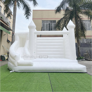 Fun And Exciting Wedding Jumping Castle Slide Combo Bounce House White Inflatable Bouncy For Backyard Trampoline Party - Inflatable-Zone