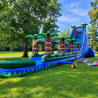 Commercial Tropical Waterslide Large Inflatable Slip And Slide Big Bounce Water Slide For Yard - Inflatable-Zone