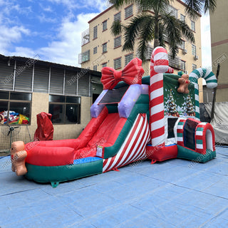 Candy Cane Christmas Tree Inflatable Bounce House With Water Slide Combo Game Bouncy Castle And Slide Hire - Inflatable-Zone