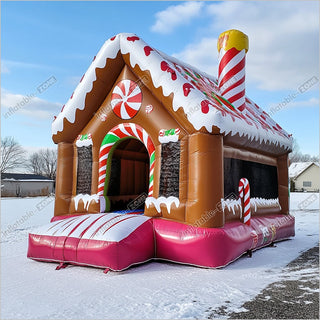 Candyland Christmas Theme Bounce House Inflatables Winter Snow Wonderland Bouncy Castle Play Area