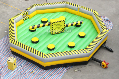 Giant Outdoor Inflatable Meltdown Challenge Eliminator Inflatable Wipeout Rotating Obstacles Sweeper Games