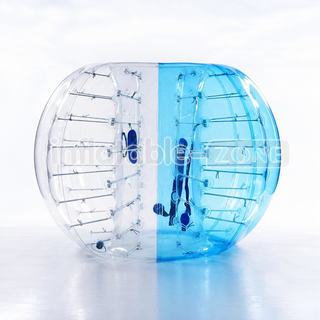 Rent the excitement with Bubble Soccer Mieten! Experience the thrill of Human Inflatable Bumper Bubble Balls in captivating Half Blue design. Get ready to bounce, bump, and laugh with friends in this exhilarating outdoor activity!
