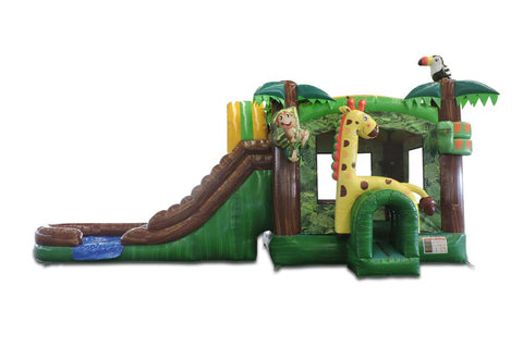 Jungle 4in1 Wet or Dry Combo Bounce House Happy Jump Inflatable Bouncy Castle With Slide