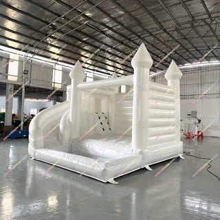 Big White Inflatable Bouncy Castle With A Slide Childrens And Adults Big White Bounce House Slide Combo For Sale - Inflatable-Zone
