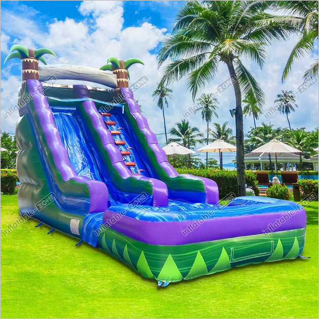 Inflatable Water Slide Wet Dry Tropical Waterfall Commercial Blow Up P ...