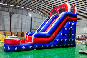 American Flag Inflatable Single Lane Water Slide Large Inflatable Waterslide For Pool