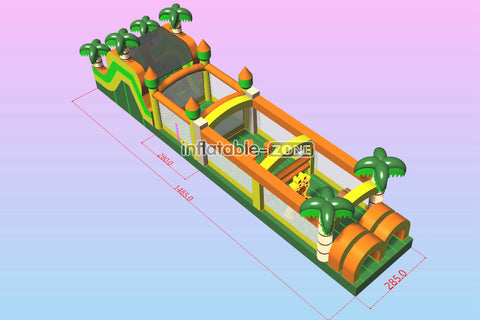 Inflatable-Zone Design Tropical Inflatable Obstacle Course With Slide Fun Run Obstacle Course For Team Events