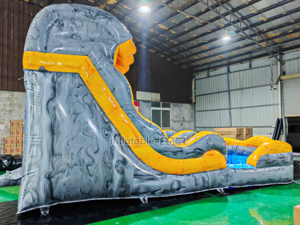 Single Lane Wave Inflatable Water Slide Commercial Party Big Waterslide With Splash Pool For Kids