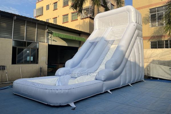 Pastel Blue Inflatable Play Pool Nearby Jump And Slide Bouncer Best Outdoor Water Slides For Backyard