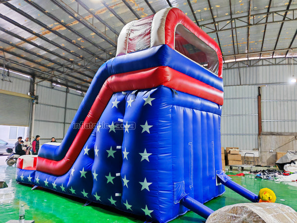 American Flag Inflatable Single Lane Water Slide Large Inflatable Waterslide For Pool