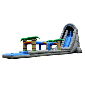 Tropical Jumping Castle Slip And Slide Palm Tree Theme Large Inflatable Water Slide With Pool