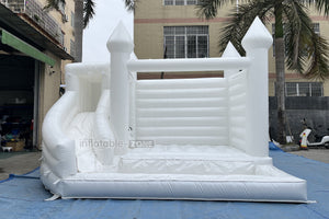 White Bounce House With Ball Pit Wedding Bouncy Castle With Slide Combo Party Inflatables