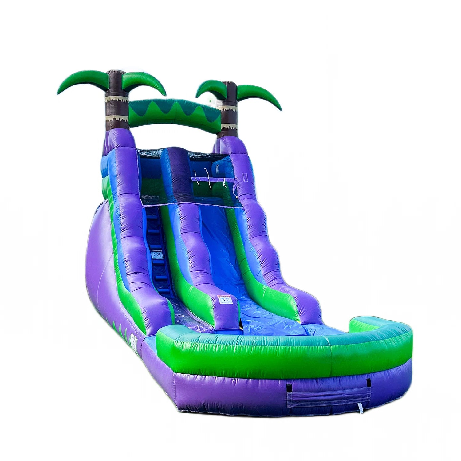 Purple Tropical Commercial Grade Water Slide With Splash Pool Inflatable Water Jumper For Kids
