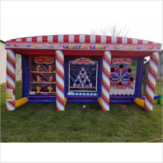 Fun Fair Stall Inflatable Carnival Midway 3 Games In 1 Ring Toss Milk