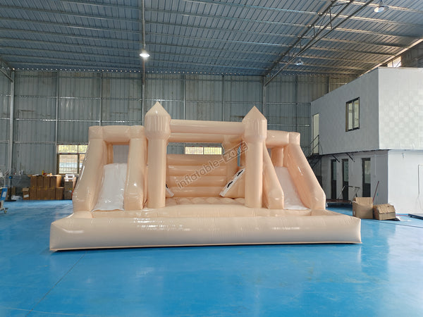 Peach Bounce House Jumping Castle With Slide Outdoor Fun Bouncy House