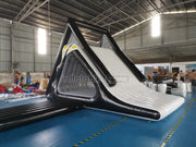 New Black Inflatable Water floating trampoline Combo With Launch And Slide