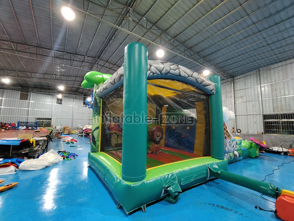 Inflatable Zoo Bounce House Forest Zoo Bouncy Castle With Slide