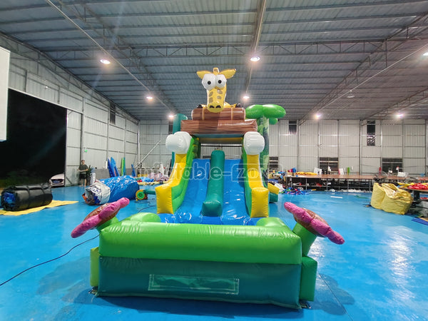 Inflatable Zoo Bounce House Forest Zoo Bouncy Castle With Slide