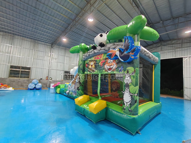 Inflatable zoo bounce house forest zoo bouncy castle with slide