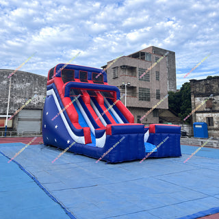 Cool Inflatable Water Slides Patriotic Themed Blow Up Water Slide And Pool Outdoor Commercial Grade For Parties - Inflatable-Zone